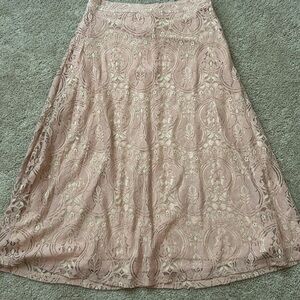 Elegant Lace A-Line Skirt - Pink
